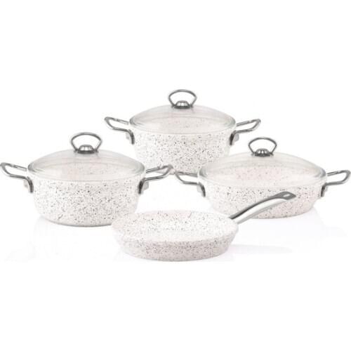 Tac Granite Casting non stick stylish White color 7 Piece Cookware Set