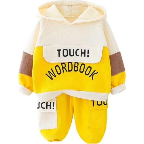 Spring Autumn Baby Clothes Suit Children Fashion Boy Girls Letter Hooded Pants 2Pcs/sets Toddler Casual Clothing Kids Tracksuits