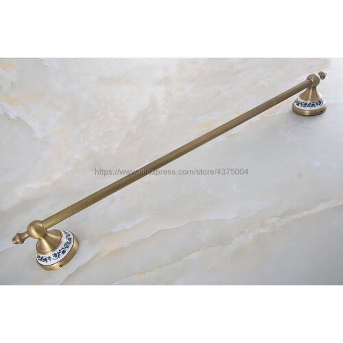 Vintage Towel Rack Copper Single Towel Bar Wall Mounted Antique Brass Towel Rail Retro Holder Bathroom Accessories Nba773
