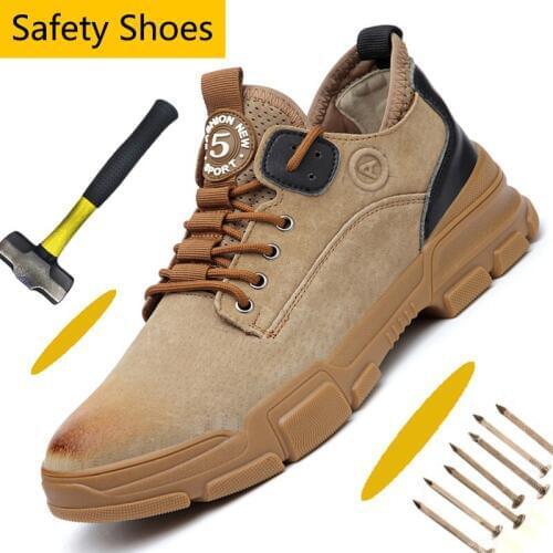 Suede Leather Steel Toe Shoes Safety Shoes For Men Industrial Construction All In One Safety Work Shoes Casual Outdoor Shoes Men