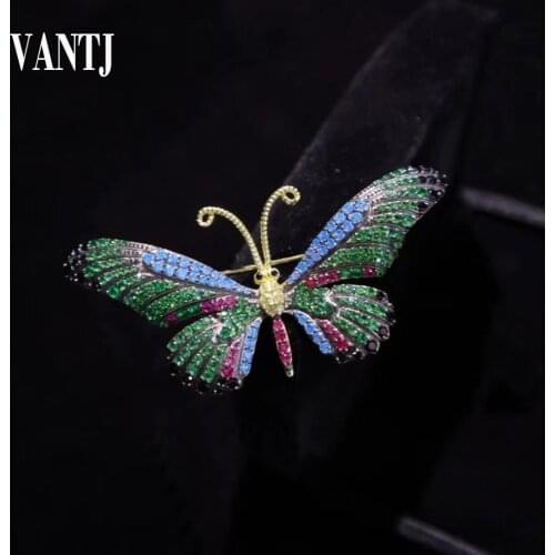 Elegant Butterfly Brooch Sterling 925 Silver Created Gemstone Spinel for Women Lady Party Wedding Jewelry Gift Wholesale
