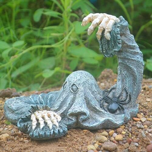 Halloween Ornaments The Soul Reaper Statue Hideous Resin Zombie Garden Gnomes Statue Garden Yard Lawn Decoration Drop Shipped