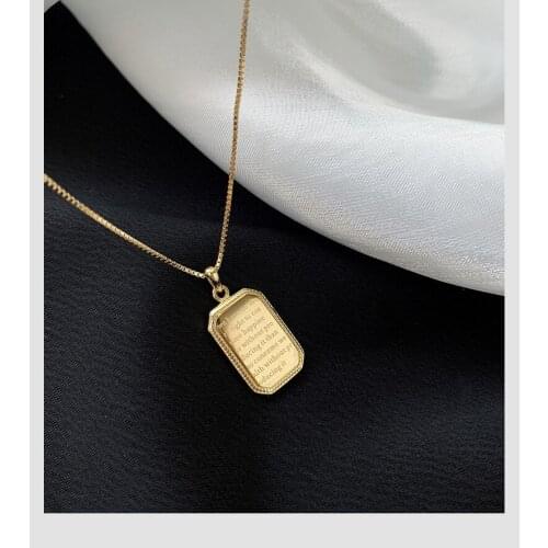 925 Sterling Silver Black Square Pendant Necklace for Women Letter Minimalist Temperament Necklace Luxury Jewelry Gift