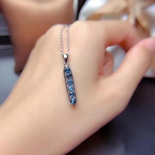 Star Natural And Real Blue Topaz pendant Necklace Natural real Blue Topaz 925 sterling silver Pendant