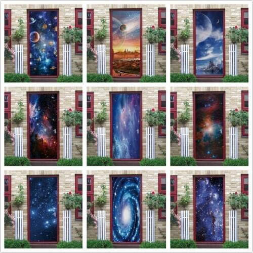 Star Chart Wallpaper Starry Sky Universe 3D Door Sticker Adhesive PVC Mural Kids Boys Room Decoration Poster Home Design Decor