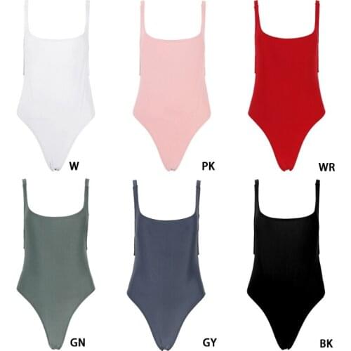 1 Pc Women Sexy Push Up One-piece Backless Solid Retro Triangle Swimsuit Swimwear