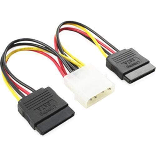 2 SATA Dual Power Y Splitter Adaptor Cable Lead 2 Way 4 Pin -15 Pin power 4 pin to Dual 15pin Sata cable connector