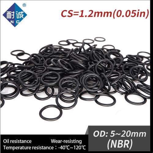 20PCS/lot free shipping Rubber Black NBR CS1.2mm OD5/6/8/10/12/13/14/15/16/17/18/19/20mm O Ring Gasket Oil resistant waterproof