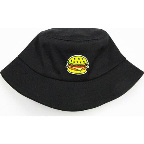 2021 Hamburger Embroidery Cotton Bucket Hat Fisherman Hat Outdoor Travel Sun Cap Hats for Men and Women 222