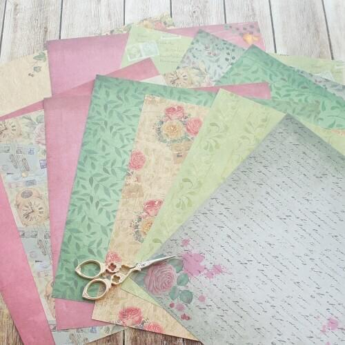 24sheets 12" DIY Old Classic Wall Paper Design Gift Wrapping Paper Creative Paper Craft Handmade Scrapbooking Set