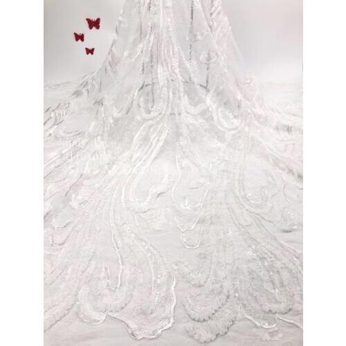 5yards/bag 2 color lace embroidery sequined flannelette fashion French style fabric for wedding dress fashion RF79