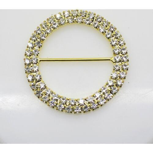 50mm double row round rhinestone button, gold transparent crystal High quality sewing accessory