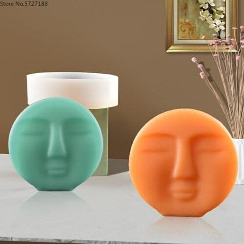 Abstract Human Face Design Candle Mold Vintage Style DIY Fragrance Candle Wax Mould Home Decor Face Candles Silicone Molds