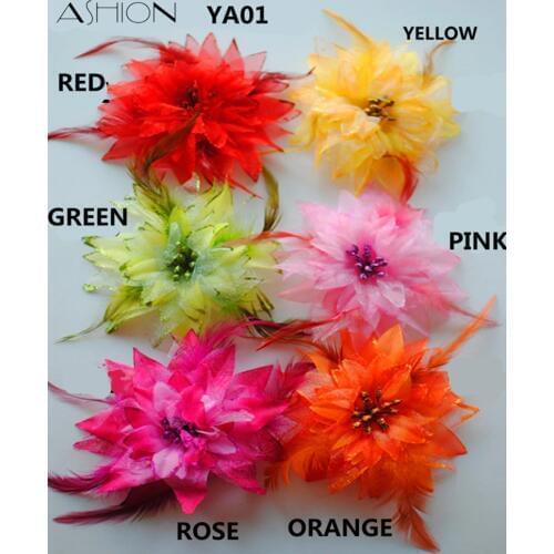 Cosplay Multicolor Optional Feather Hairpin Headdress Flower Feather Belly Dance Party Hair Brooch Clip Fascinators YA01