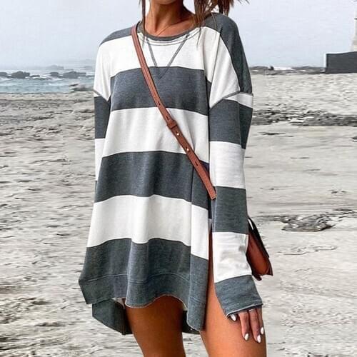 Allukasa Autumn Long Sleeve Kpop Sweatshirt Ladies Striped Clothes Streetwear Women Hoodies Casual Loose Sweatshirts Pullovers