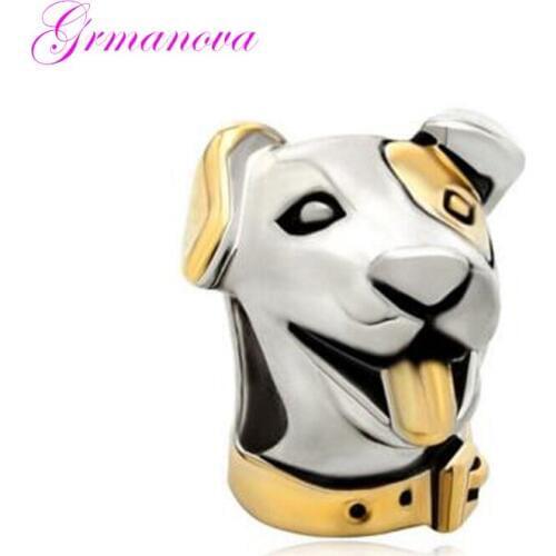 Cute dog charm beads DIY jewelry fashion animal charm beads accessories amulet Fit Pandora Charm Bracelet Womens DIY Jewelry