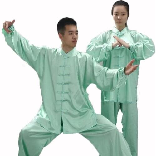 Shiny Satin Tai chi Uniform Wushu Kung fu Martial arts Suit Wing Chun Jacket and Pants