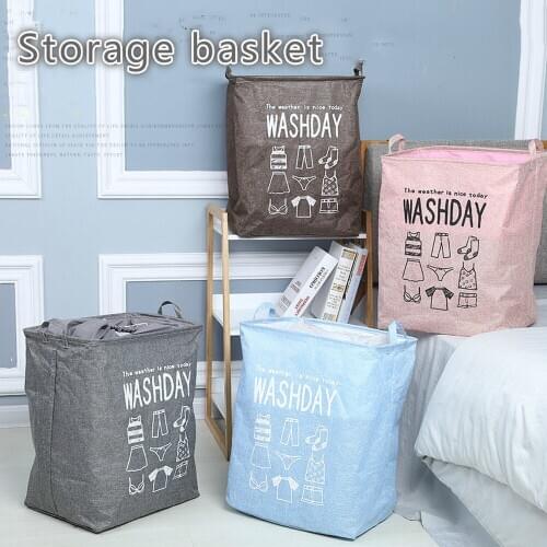Large Imitation Linen Clothes Storage Basket Large Capacity Rectangular Fabric Cotton and Linen Storage Basket Can Be Folded