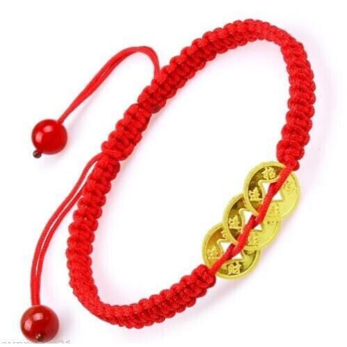 Solid 24K Yellow Gold Bracelet / Knitted Money Coin Link Chain Bracelet