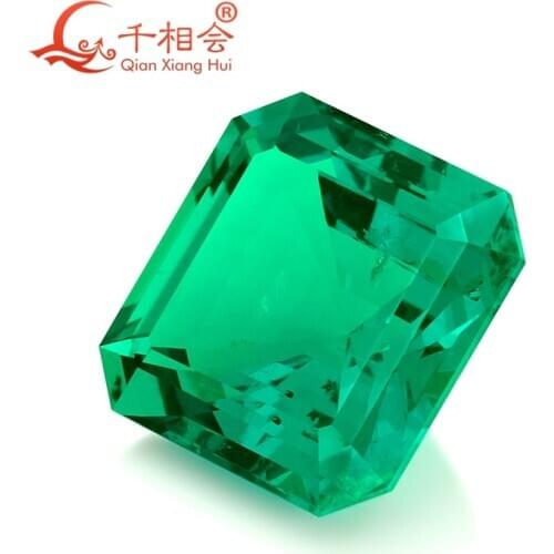 4*4mm Square shape emerald cut Created Hydrothermal Columbia Emerald with minor cracks and inclusions inside loose gemstone