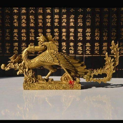 Collection decoration China feng shui copper handwork Phoenix statue