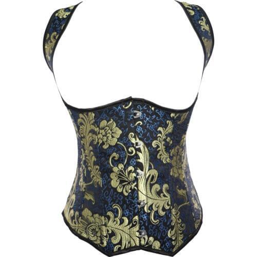 Print Floar lace up boned corset top busiter bodyshaper lingerie S-6XL