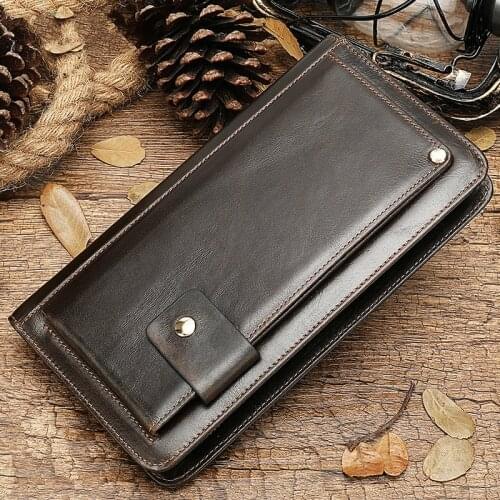 New Mens Genuine Leather Wallet Multifunctional Storage Clutch Casual Fashion Clutch Multi Card Retro Cow Leather Wallet
