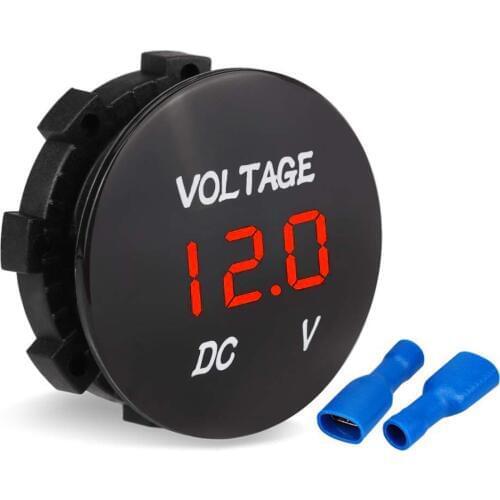 Round Waterproof Auto Boat Car Motorcycle DC12V-24V LED Panel Mini Digital Volt Voltage Meter Tester Monitor Display Voltmeter