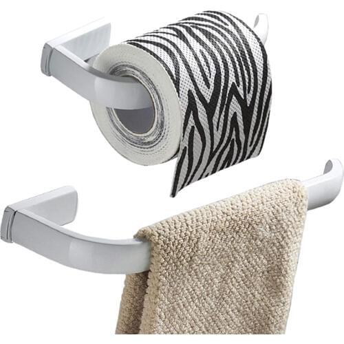 Leyden 2pcs White Solid Brass Wall Mounted Towel Ring Holder Toilet Paper Holder Tissue Holder Bathroom Accessories Set