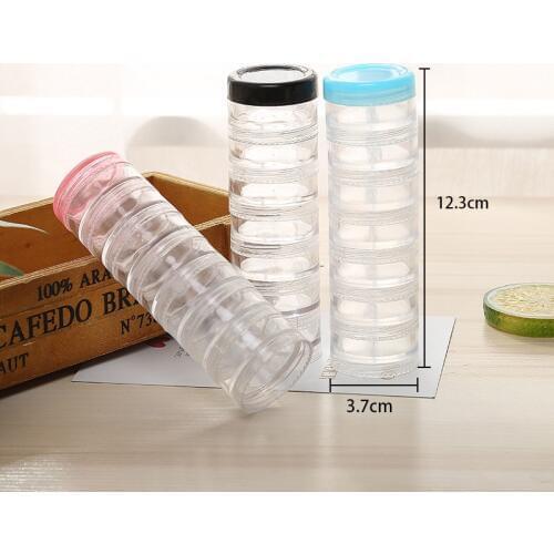 7pcs Refillable Box Transparent Cosmetic Jar Makeup Box Nail Art Tip Glitter Storage Box Organizer Face Cream Lotion Container