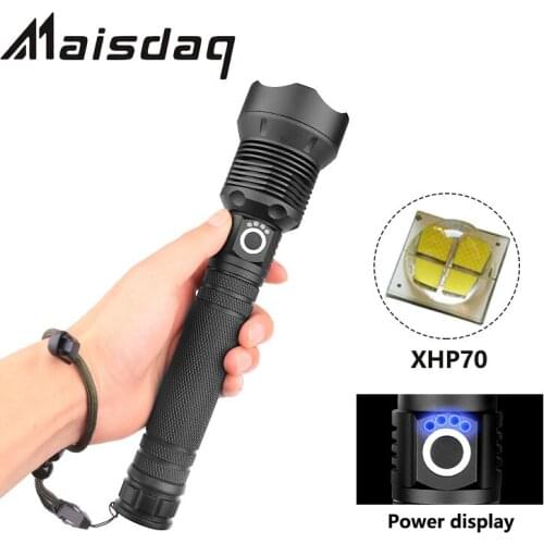 USB Powerful xhp70 Flashlight Torch Super Bright Lamp Rechargeable Zoom LED Tactical Torch xhp70 xhp50 18650 or 26650 battery