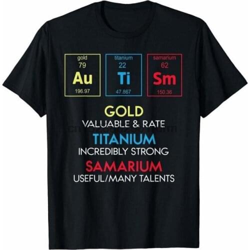 Autism Awareness Gold Titanium Samarium O-Neck T-Shirt O-Neck Tshirts Men T-shirt
