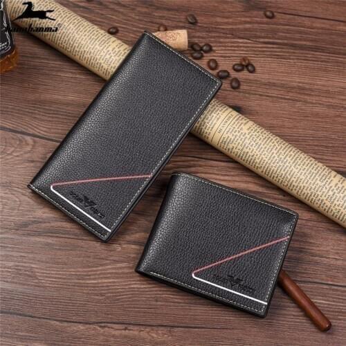 Mens wallet Vintage Men long slim wallets short Photo holder PU leather carteira masculina Zipper coin mens pocket wallets card