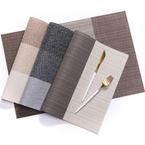 Pack of 4pcs Japanese Style Table Placemats Rectangle Table Mats Heat Insulated PVC Pad Dinner Table Mats 45x30cm