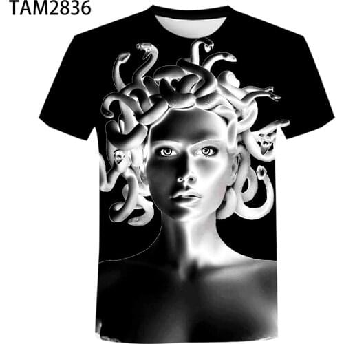 2021 Summer New Medusa 3D Printed T-shirt Classic Short Sleeve Cartoon Street Style Couple childrens And boys' Big Size Clothes