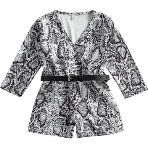 1-6Y Children Baby Girl Rompers Spring Long Sleeve Romper Jumpsuits One-piece Fashion Jumpsuit Belt V-neck Baby Girls Clothes