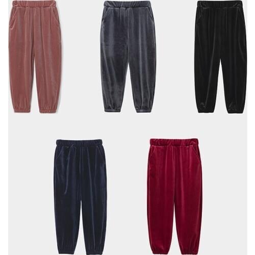 Baby Boy Girl Pant Pleuche Kids Casual Trousers Solid Winter Autumn Spring Baby Clothing Bottom 3-12Y