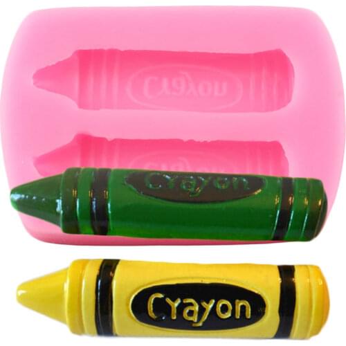 Crayon Decoden Silicone Molds Pencil Cupcake Topper Fondant Mold Baby Party Cake Decorating Tools Candy Chocolate Gumpaste Mould