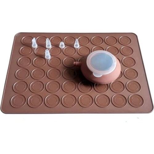 48 Hole Macarons Silicone Mat Baking Mold Silicone Macaron Kit Pastry Baking Mat and Decorating Piping Pot with 5pcs Nozzles