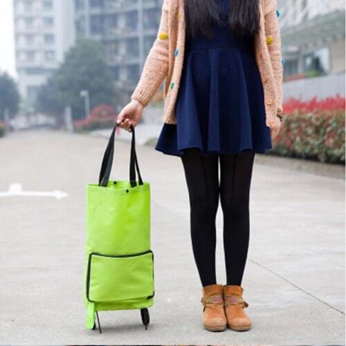Folding Shopping Bag Shopping Cart On Wheels Bags Small Pull Cart Women Buying Vegetables Bag Shopping Storage Tug