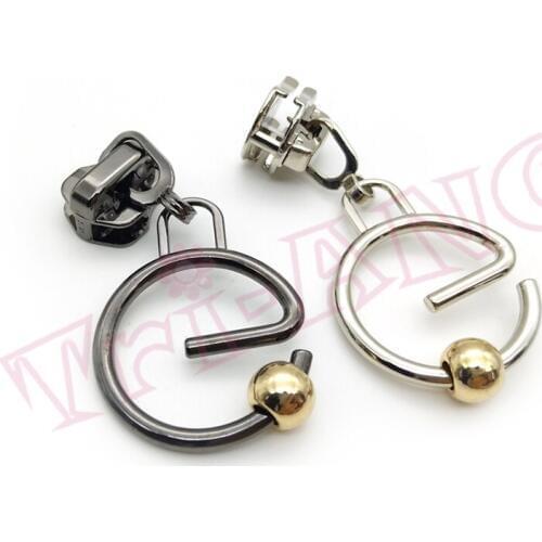 20pcs/lot, Exquisite Silver Black Color 5# 8# Zipper Sliders with Unique Letter "E" Pattern Puller