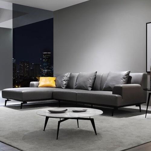 Italian Minimalist Leather Sofa Living Room couch set Nappa Leather Corner Sofa Modern Simple modern couch