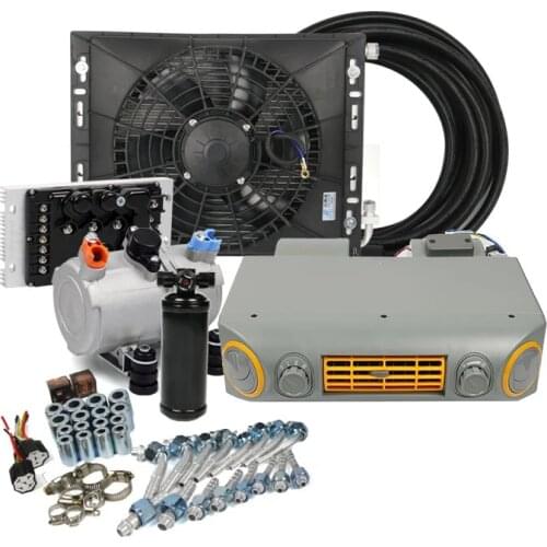 Universal 12V 24V Underdash A/C Auto Electric Air Conditioning Compressor Evaporator Kit for Car Van Street Rod Conditioner