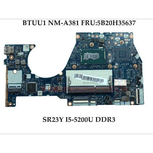High quality BTUU1 NM-A381 for Lenovo YOGA3 14 Laptop Motherboard FRU:5B20H35637 i5-5200U 2.2GHz DDR3 100% Fully Tested