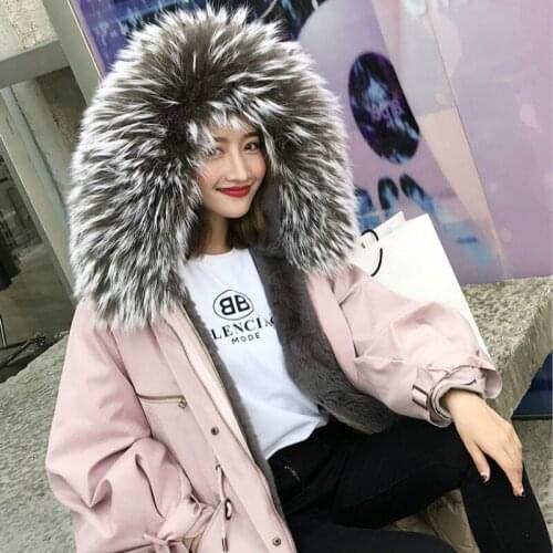 Collar Raccoon Rex Rabbit Real Fur Parka Winter Coat Women Clothes 2020 Manteau Femme T942