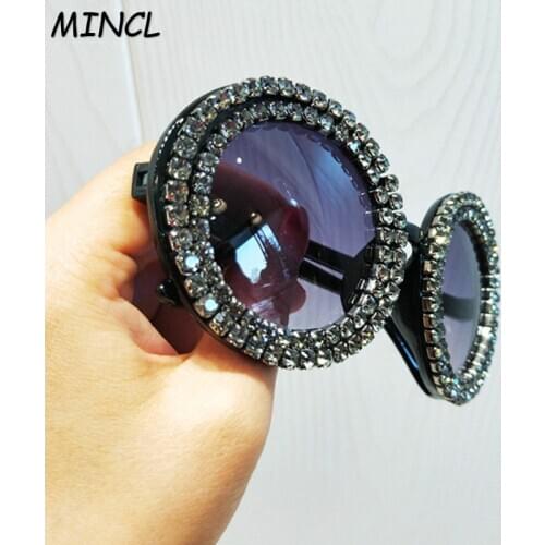 Women Diamond Color Female Sunglasses Sunglasses Handmade Exaggerated Oversized Fashion Round Sun Glasses Female Shades FML