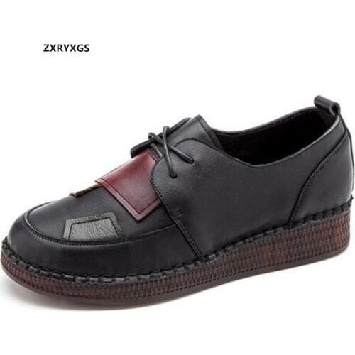 2021 New Spell Color Splicing Genuine Leather Shoes Fashion Sneakers Flat Shoes Soft Sole Comfortable Shoes Women Trendy Shoes