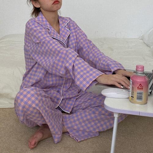 Fashion Women Print Pajamas Set Pjs 2021 Casual Loose Turn-down Collar Long Sleeve Tops + Long Pants 2PCS Suit Sleepwear Pajama