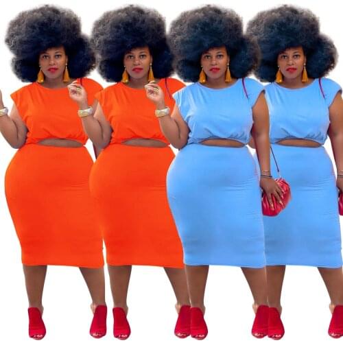 Sexy Skirt Set for Women Plus Size Xl~XL Outfits Casual Crop Top + Bodycon Skirt Club 2 Piece Set Tracksuit Matching Sets