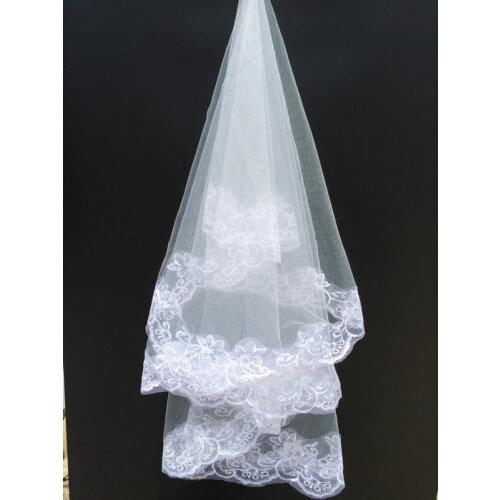 Voile Mariage White One-Layer Short Bridal Veils Lace Edge Bridal Bride Hot Sale Wedding Accessories Veil 2021